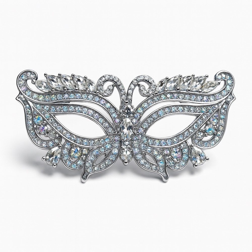 ⚜️ Elegant Silver Masquerade Brooch - Picture 1 of 8